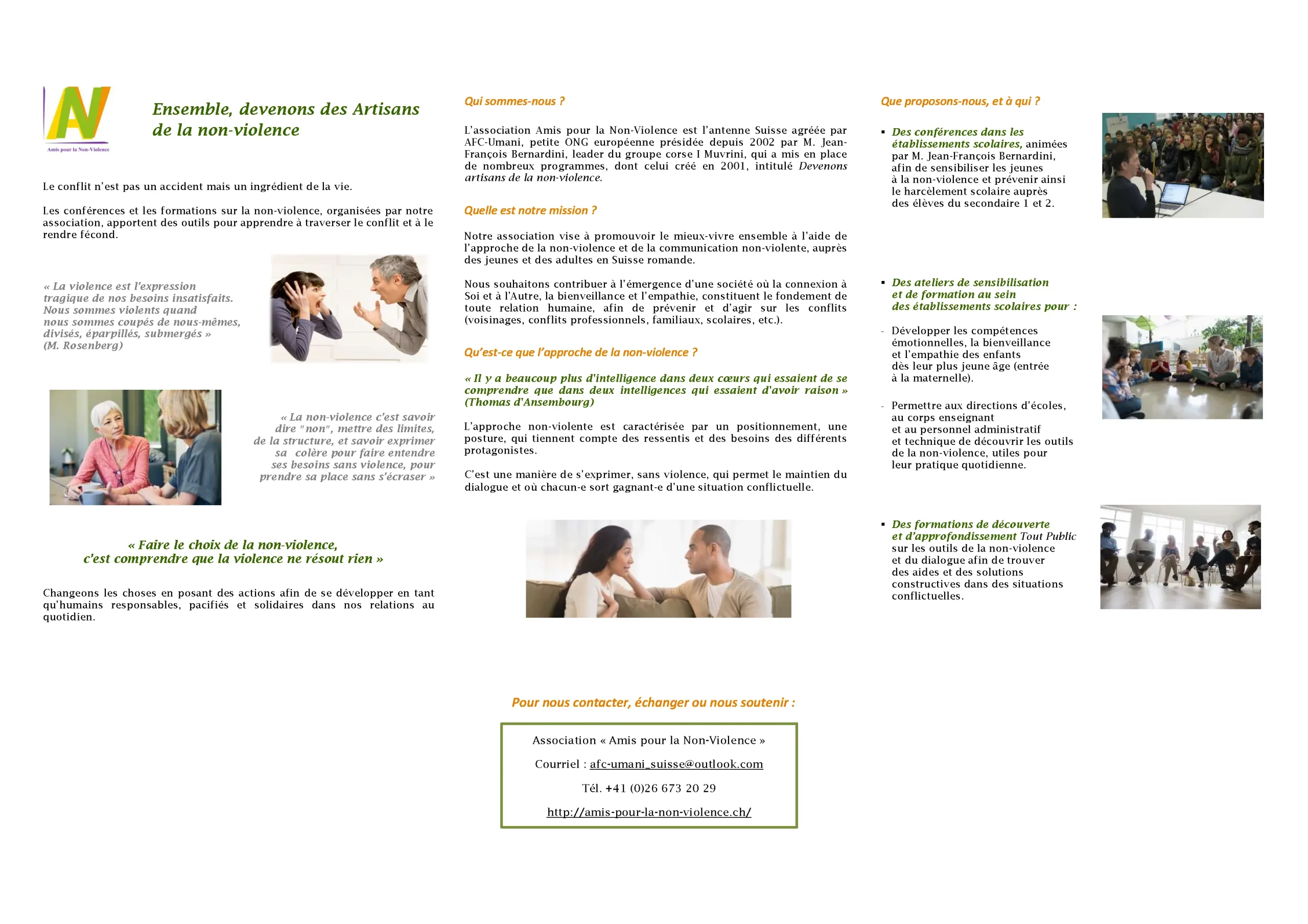 Image tirée du flyer des Amis pour la Non-Violence